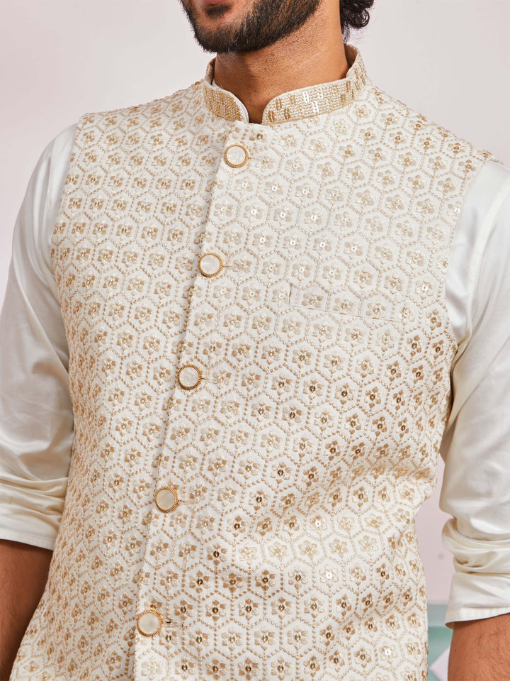 Men's Off White - Nehru Jacket