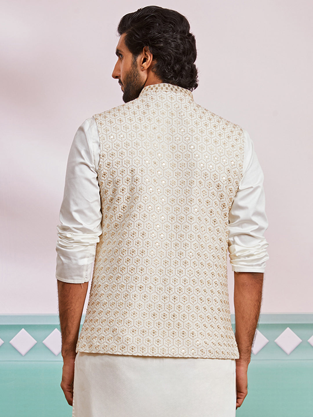 Men's Off White - Nehru Jacket