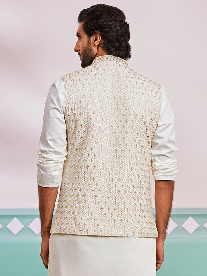 Men's Off White - Nehru Jacket