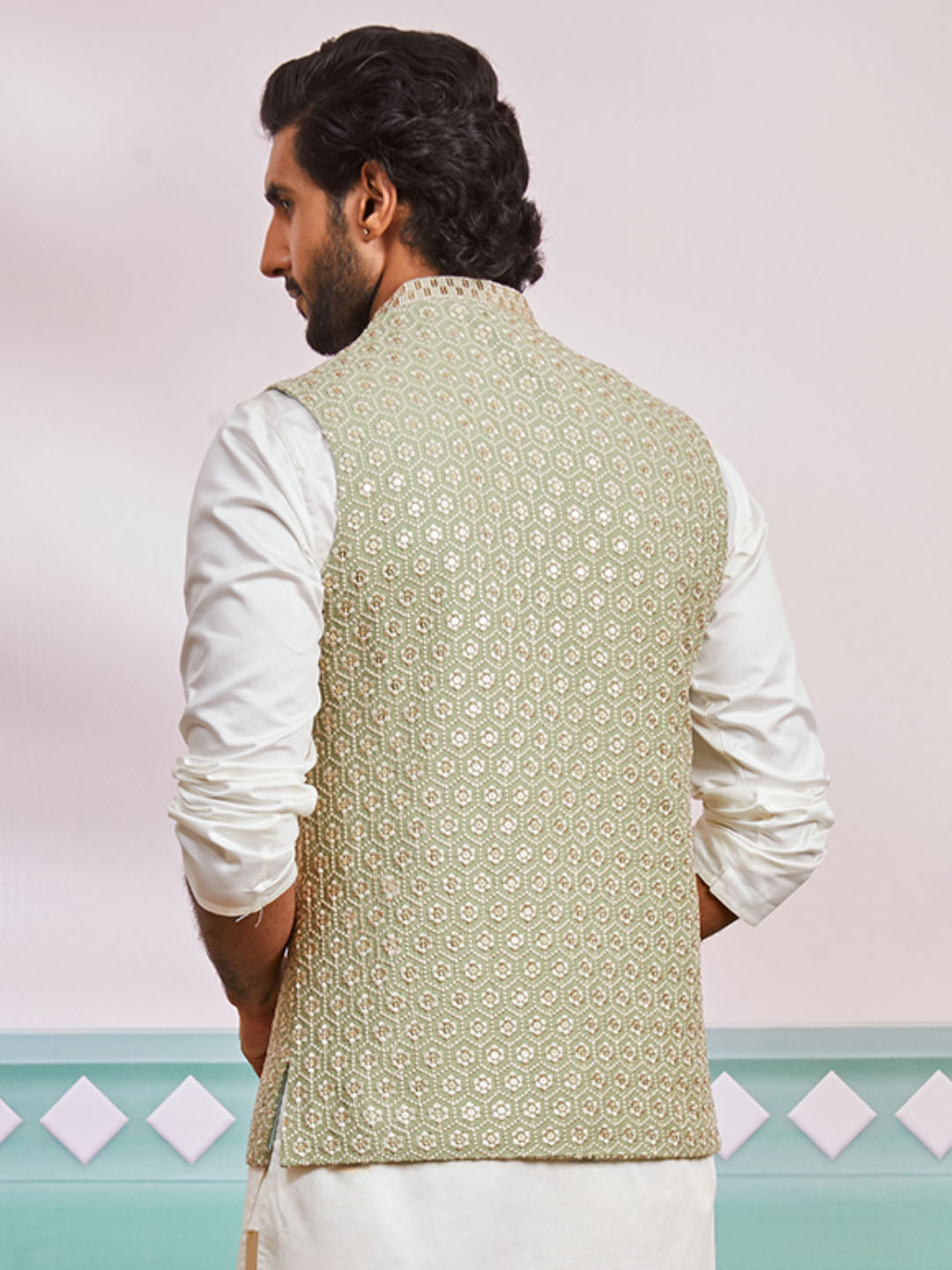 Men's Pista Green - Nehru Jacket