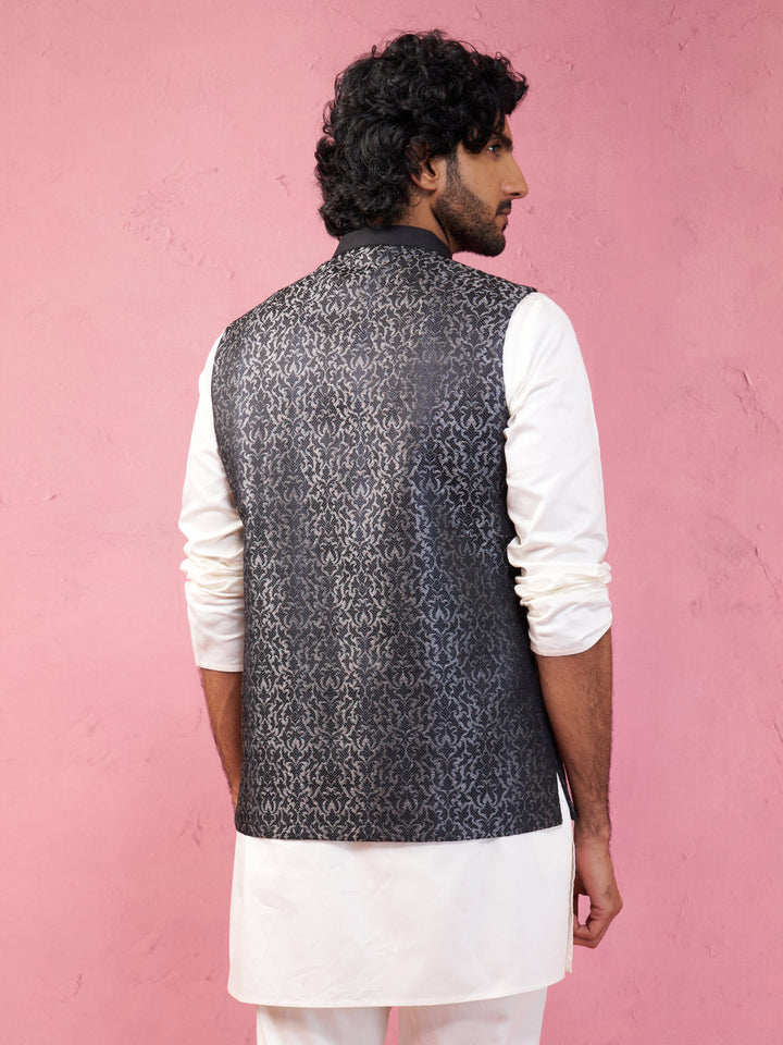 Men's Grey Imported Suiting Nehru Jacket