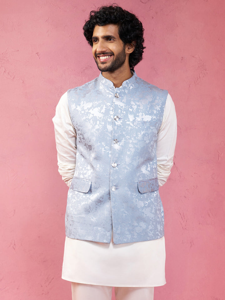 Men's Grey Monty Jacquard Nehru Jacket