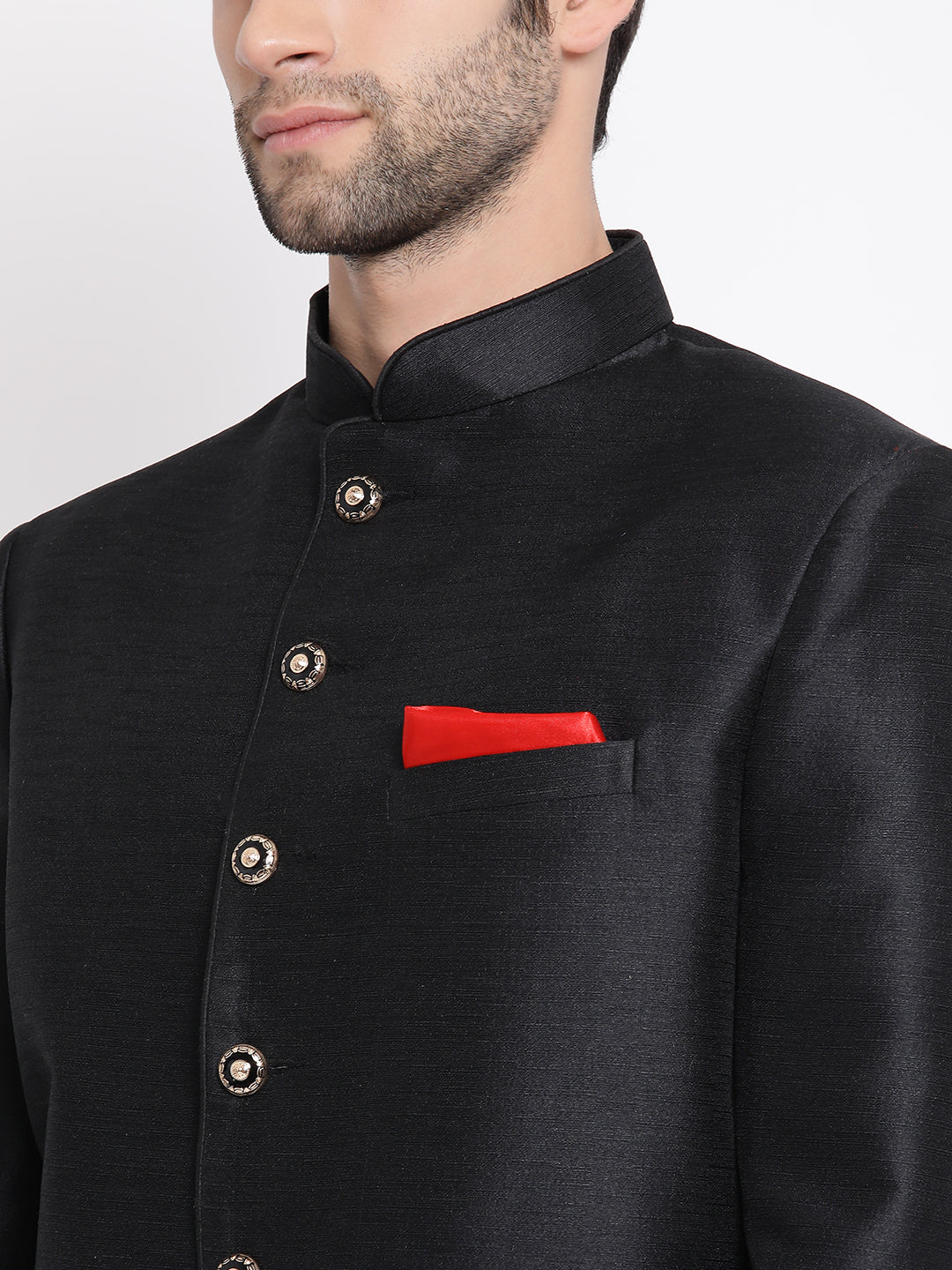 Men's Black Silk Blend Jodhpuri