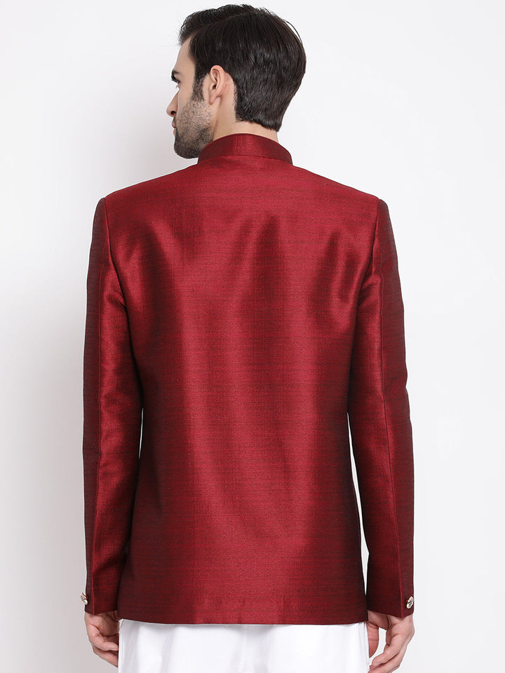 Men's Maroon Silk Blend Jodhpuri