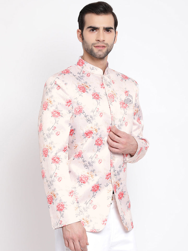 Men's Peach Silk Blend Jodhpuri
