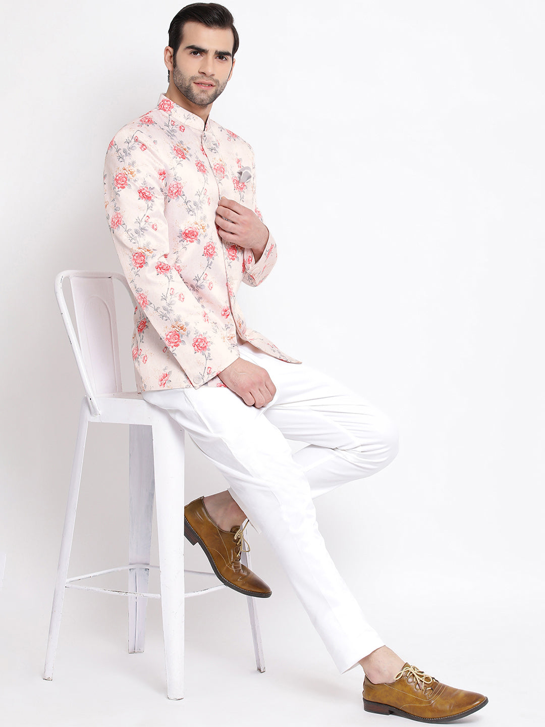 Men's Peach Silk Blend Jodhpuri