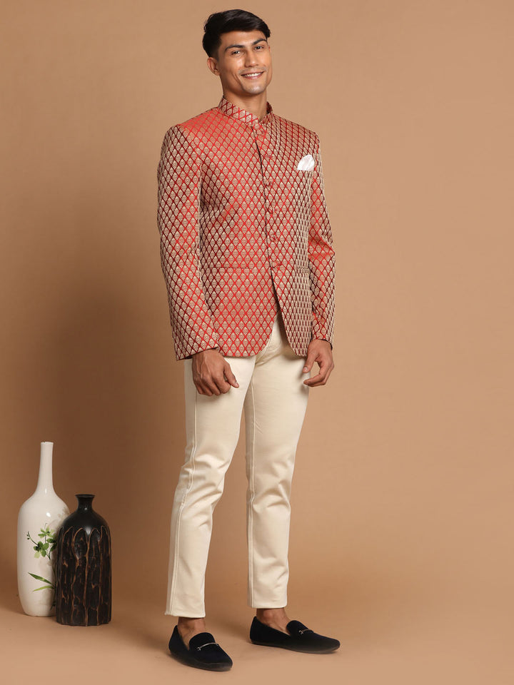 Men's Maroon Silk Blend Ethnic Jodhpuri