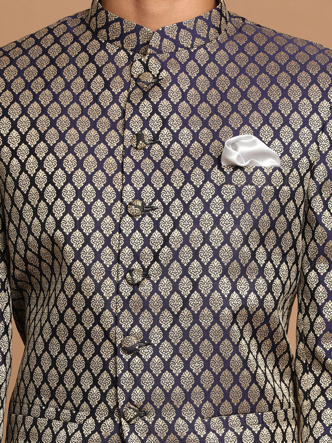 Men's Navy Blue Silk Blend Ethnic Jodhpuri