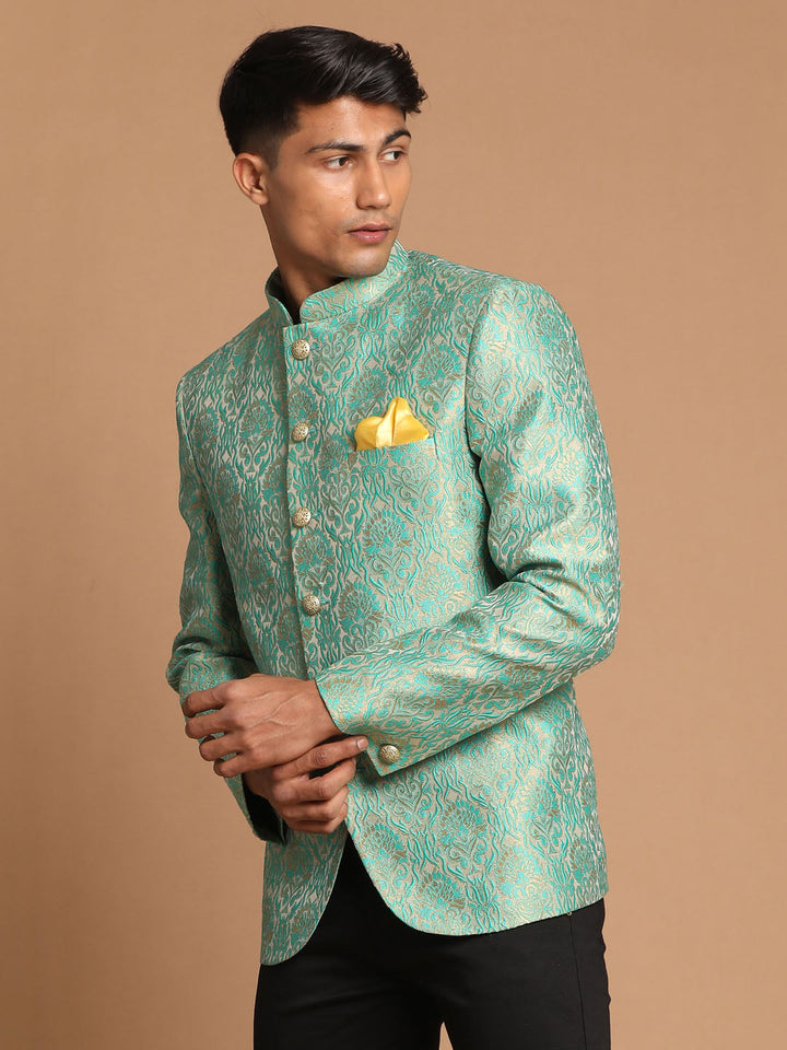 Men's Green Woven Jodhpuri