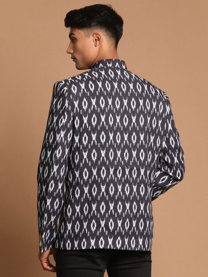 Men's Black Ikaat Print Jodhpuri