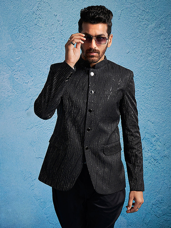 Men's Black Sequined Jodhpuri