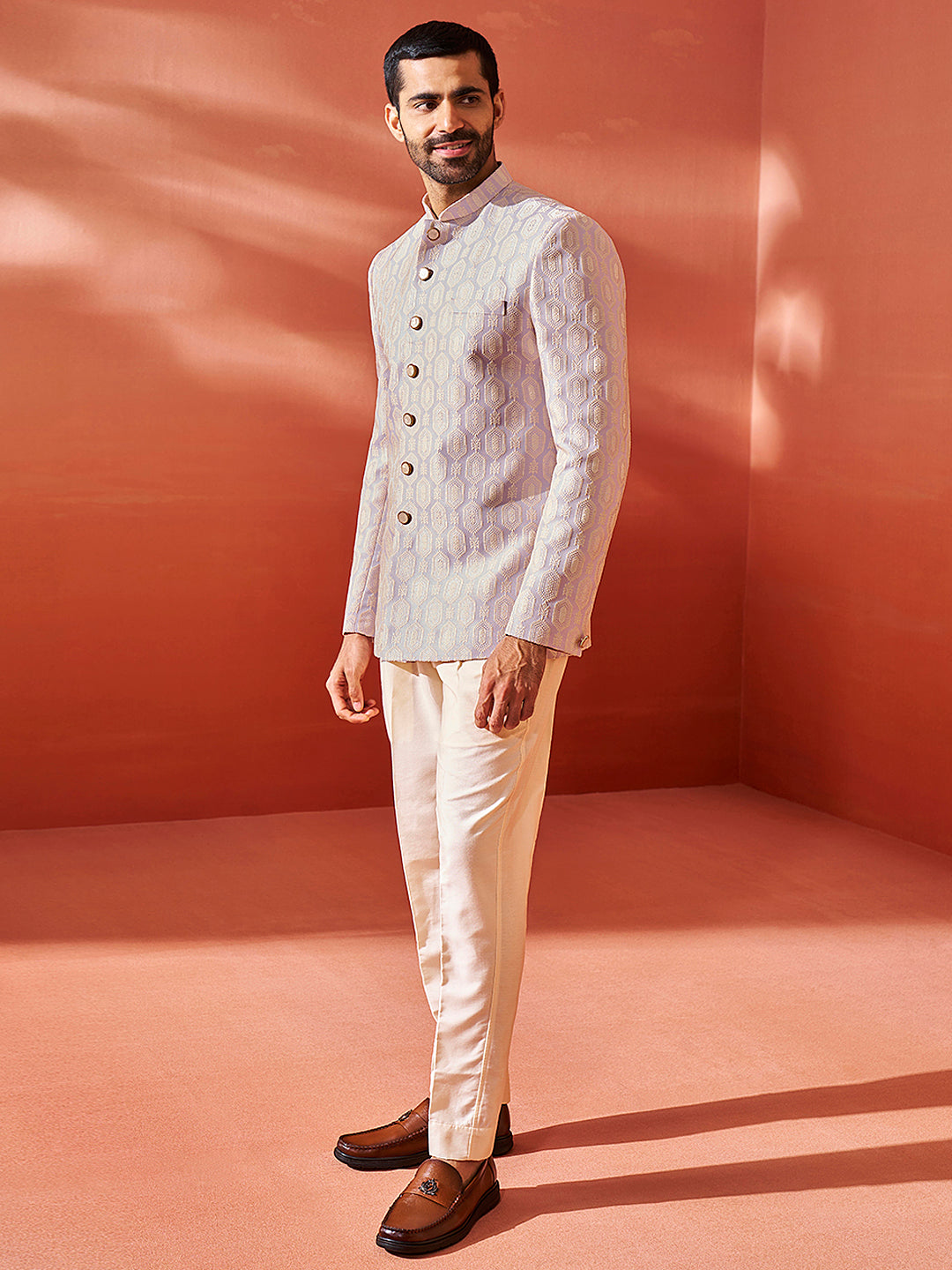 Men's Purple Silk Blend Jodhpuri