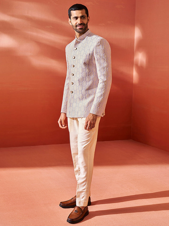 Men's Purple Silk Blend Jodhpuri