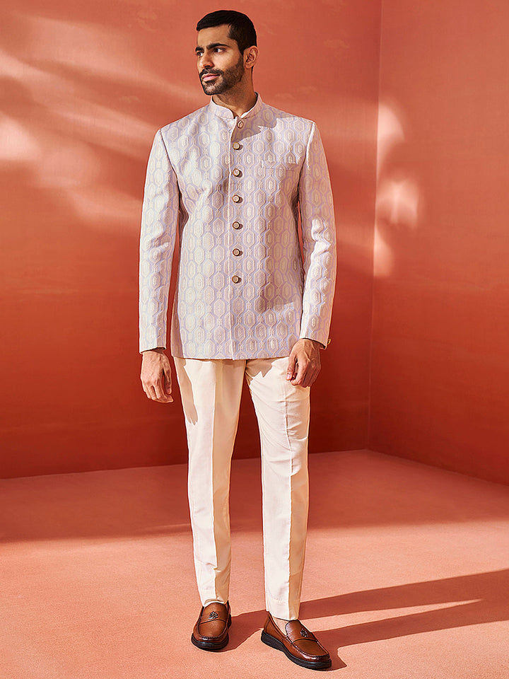 Men's Purple Silk Blend Jodhpuri Pyjama Set