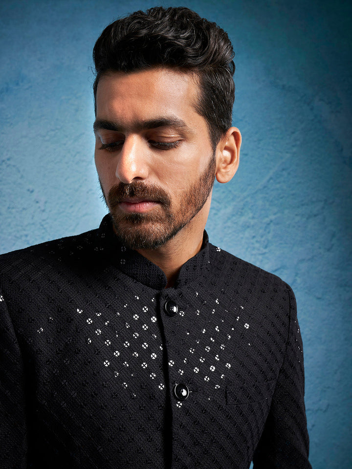Men's Black Schiffli Jodhpuri