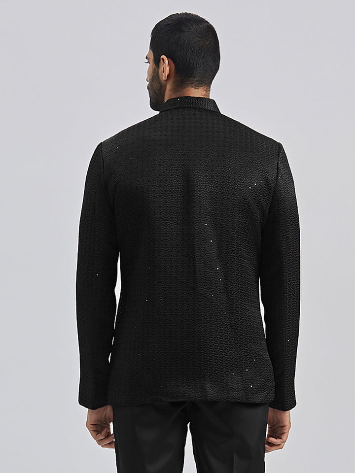 Men's Black Silk Blend Jodhpuri