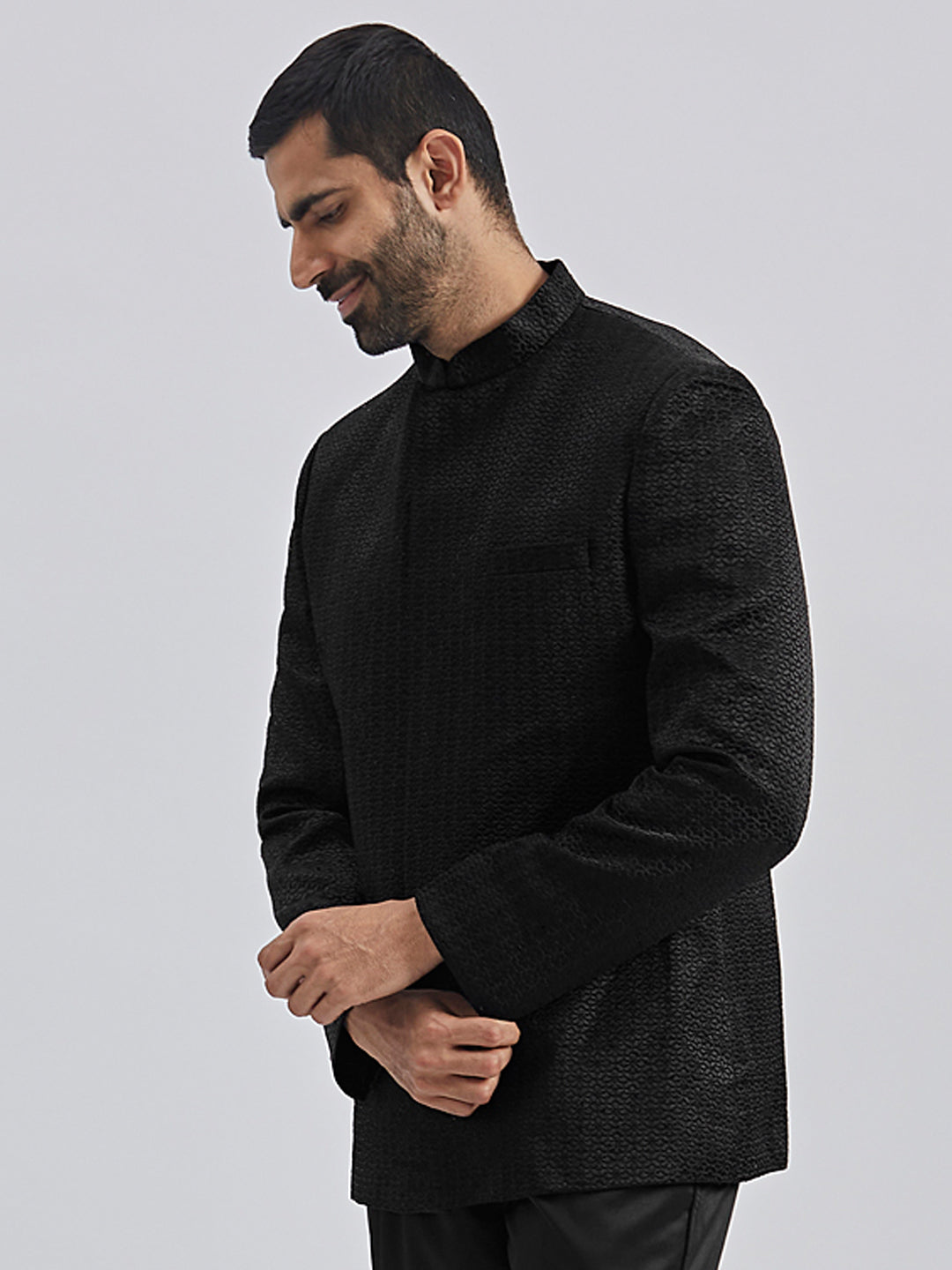 Men's Black Silk Blend Jodhpuri