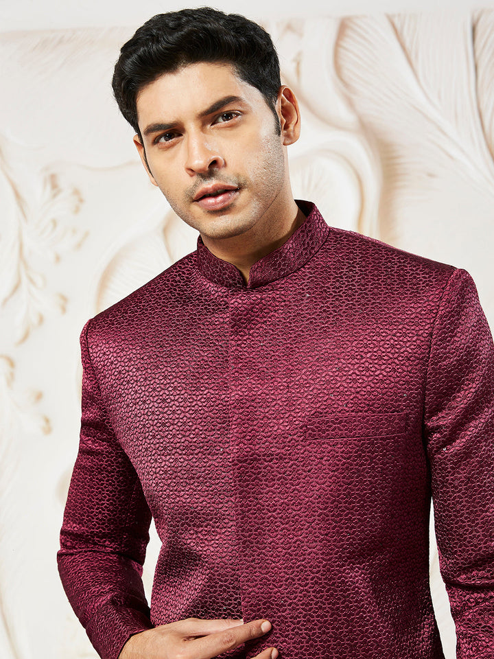 Men's Maroon Silk Blend Jodhpuri