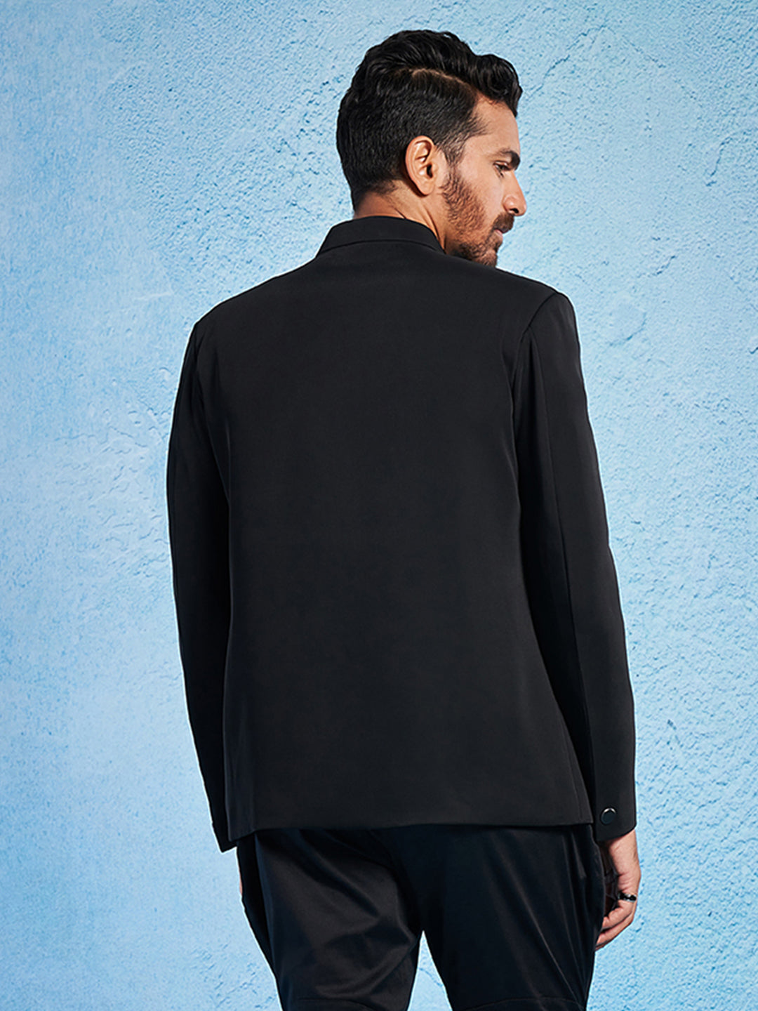 Men's Black Imported Suiting Sherwani Only Top
