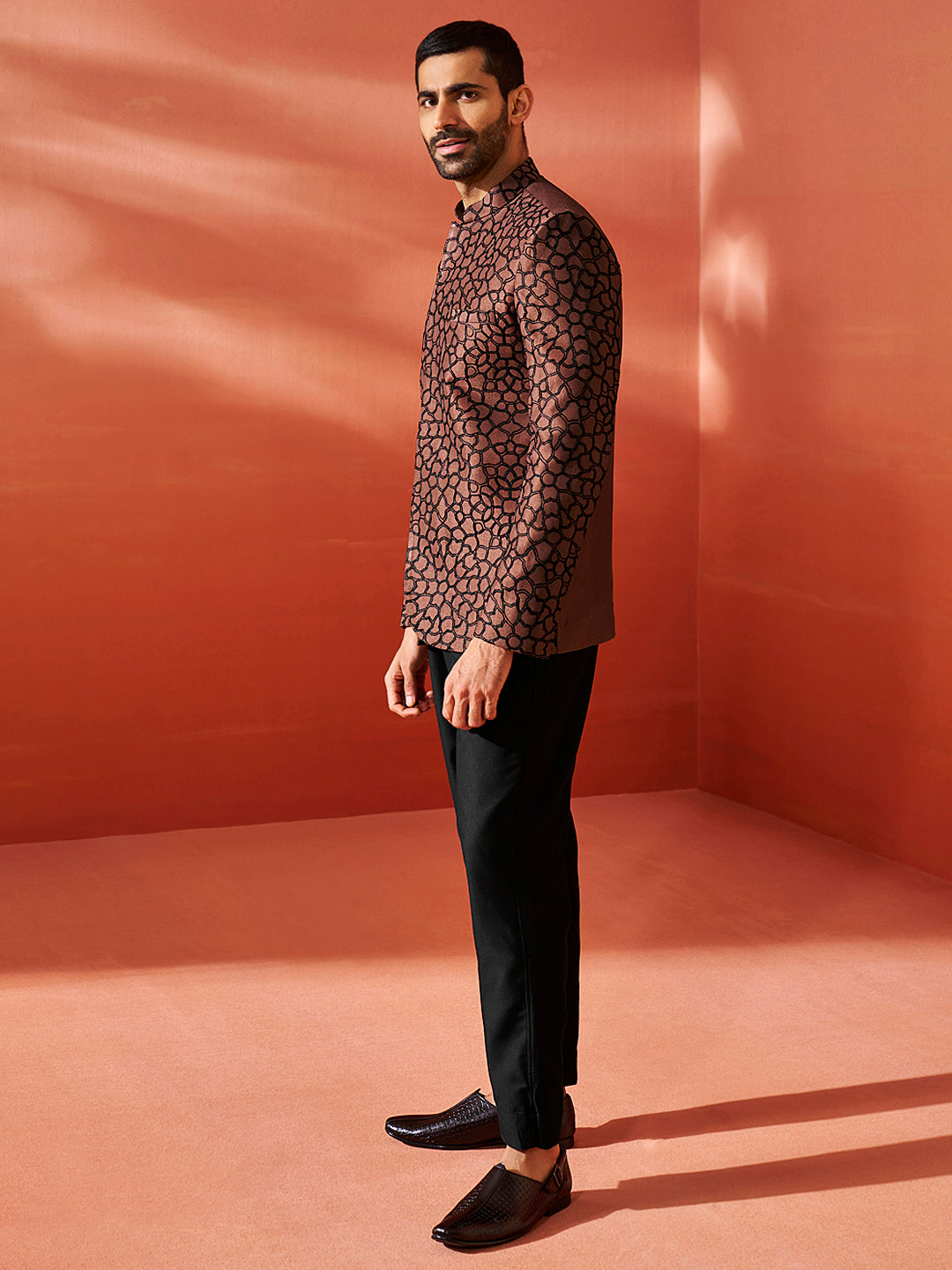 Men's Rust Silk Blend Jodhpuri