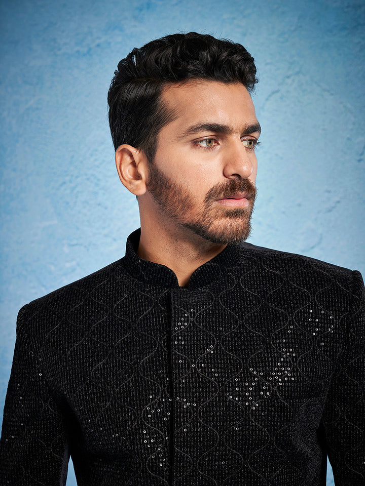 Men's Black - Jodhpuri Pyjama Set