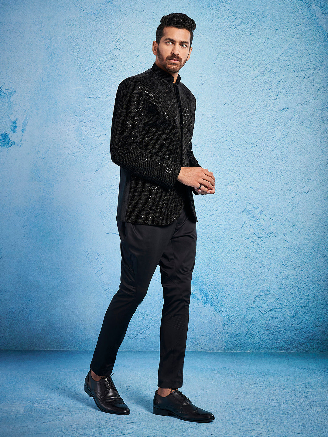 Men's Black - Jodhpuri Pyjama Set