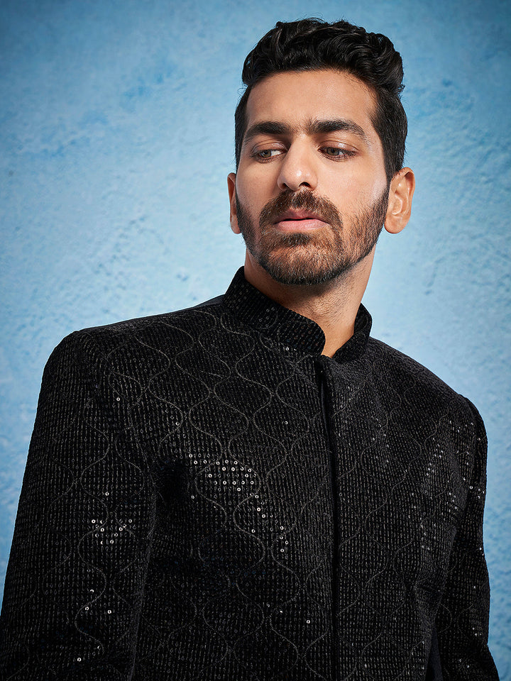 Men's Black - Jodhpuri Pyjama Set