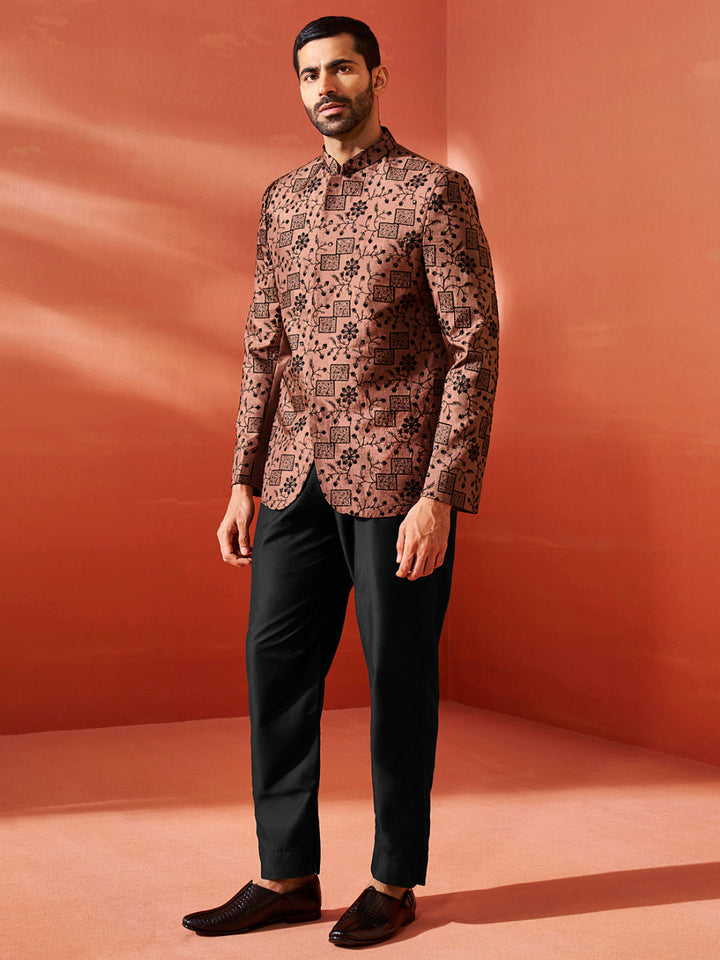 Men's Rust Silk Blend Jodhpuri