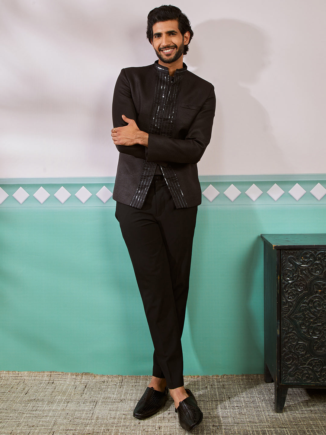 Men's Black Jute Jodhpuri