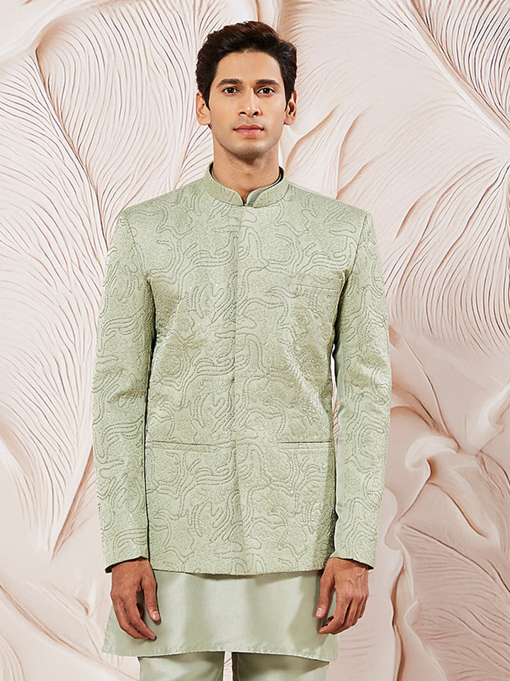 Men's Mehendi Green Silk Blend Jodhpuri