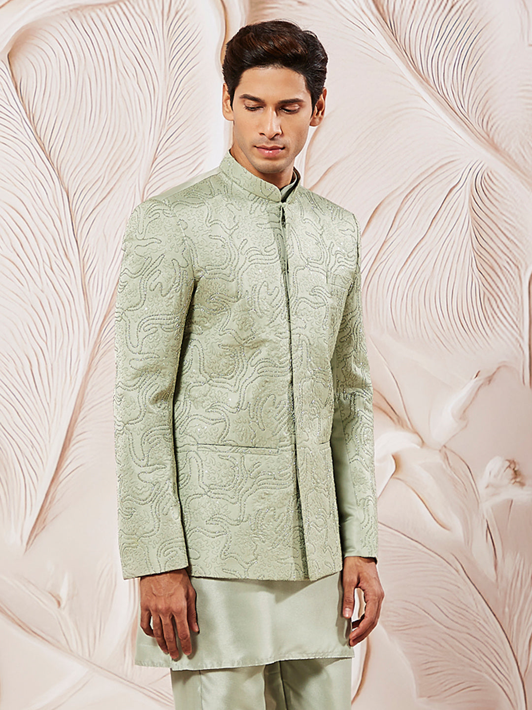 Men's Mehendi Green Silk Blend Jodhpuri