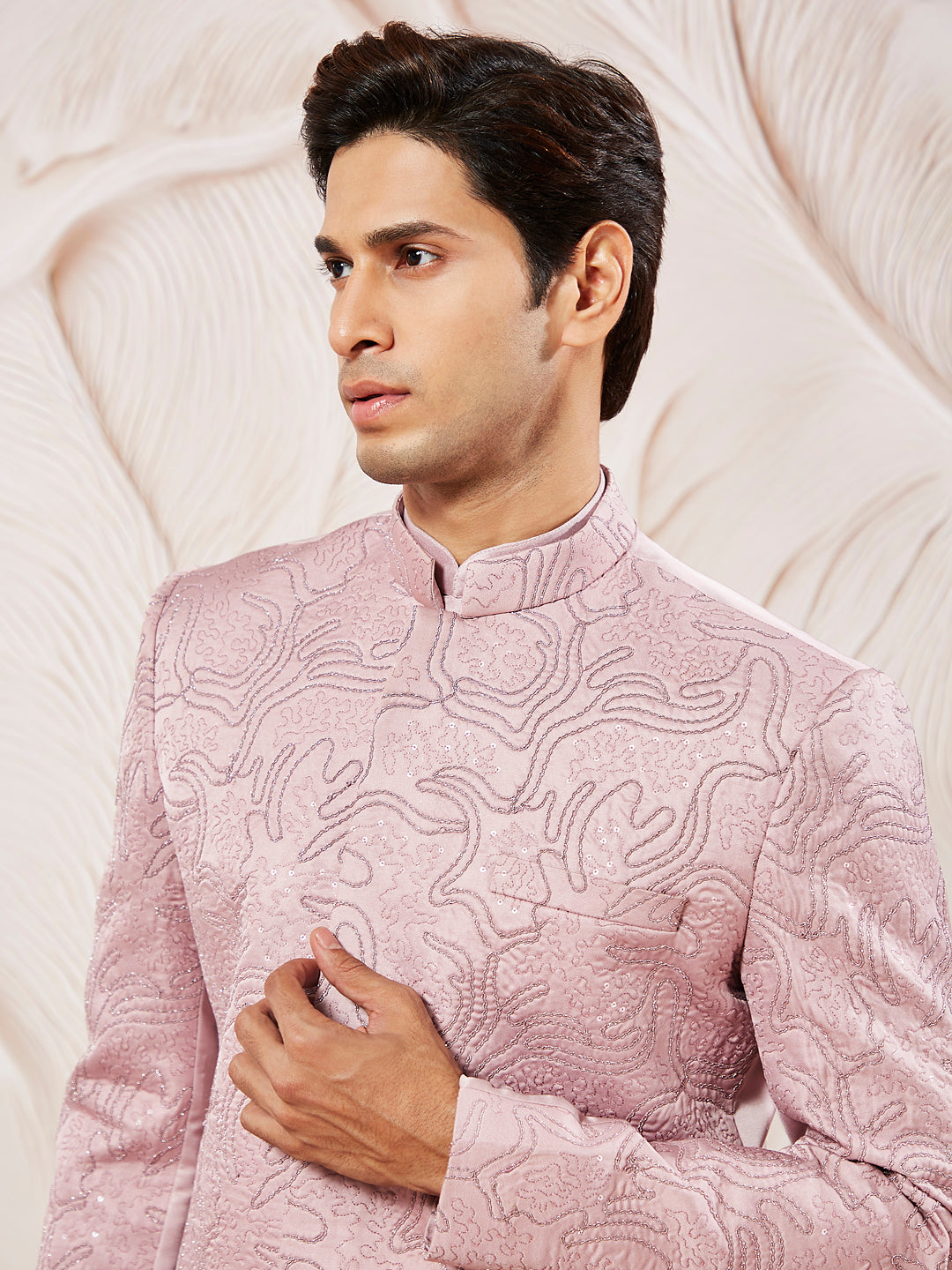 Men's Pink Silk Blend Jodhpuri