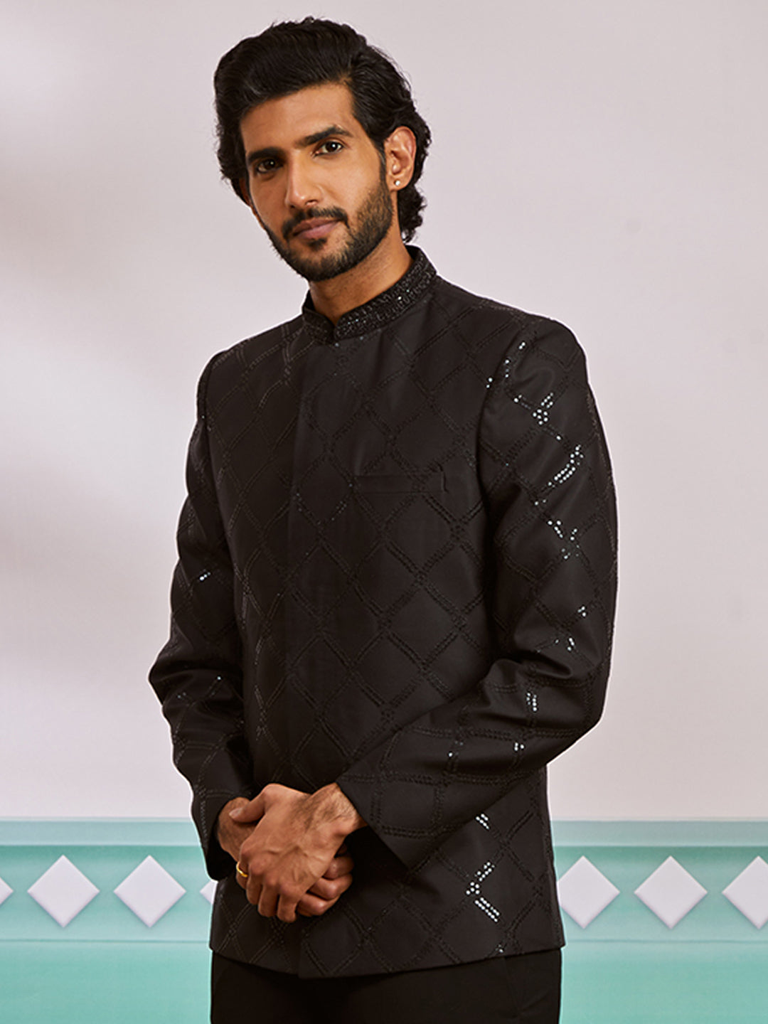 Men's Black Silk Blend Jodhpuri