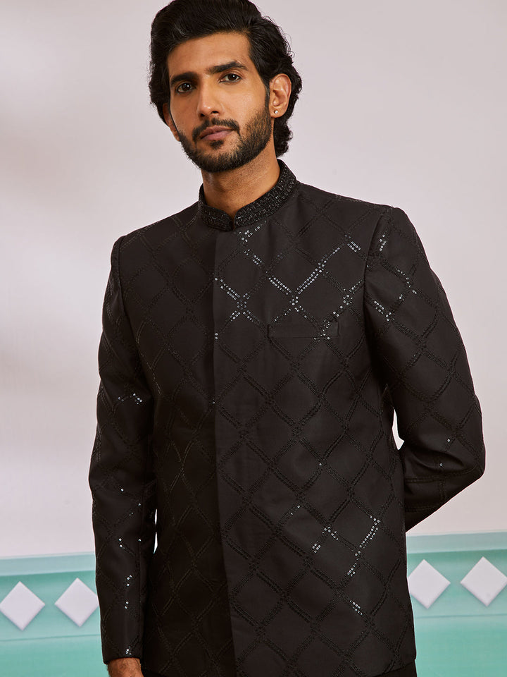 Men's Black Silk Blend Jodhpuri
