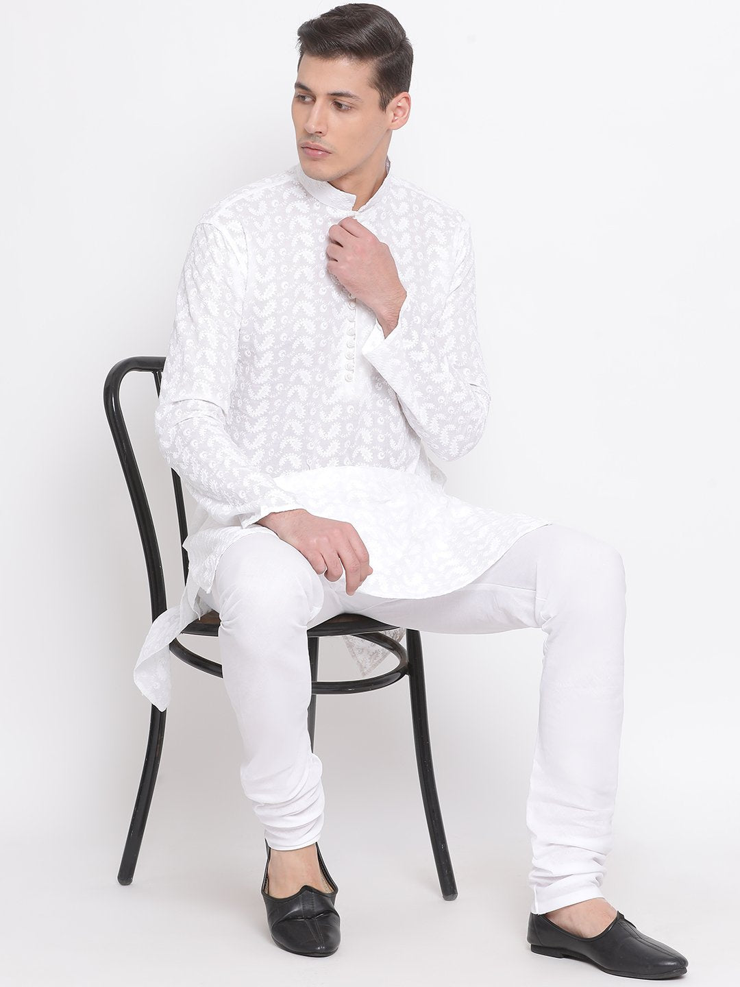 Men's White Pure Cotton Kurta Pyjama Set