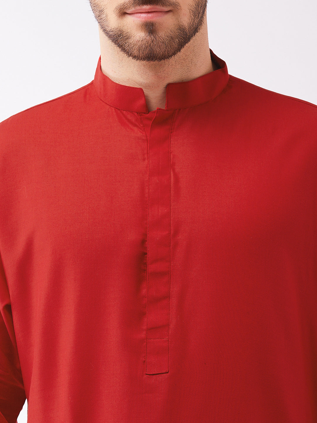 Men's Maroon Cotton Blend Kurta and Pyjama Set