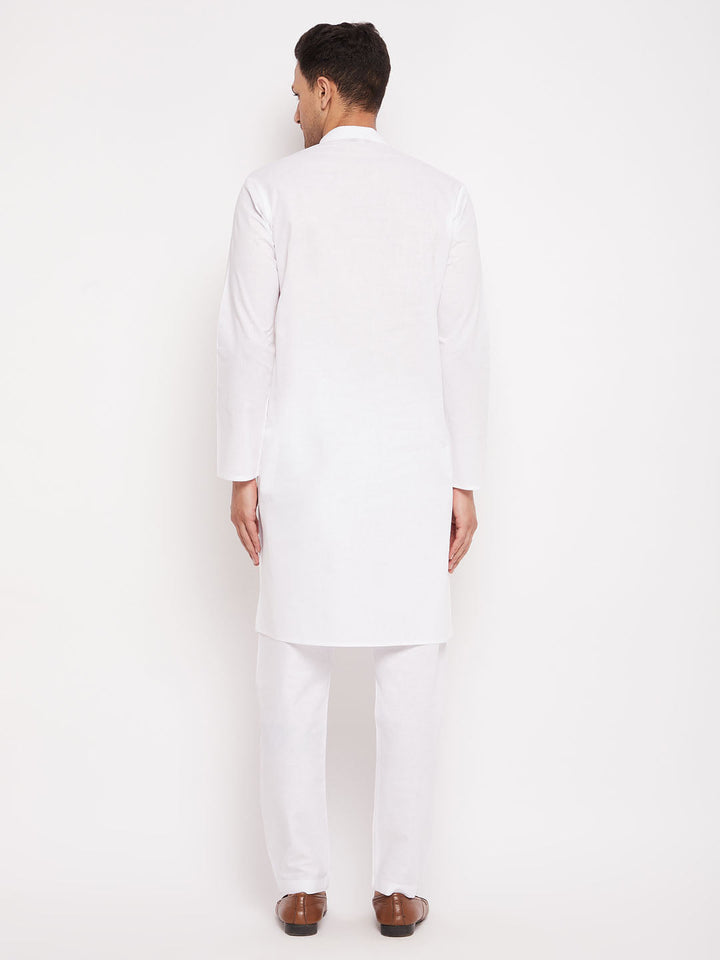 Men's White Kurta And Pajama Set