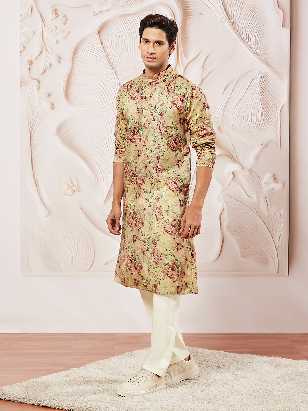 Men's Brown Silk Blend Kurta And Pyjama Set