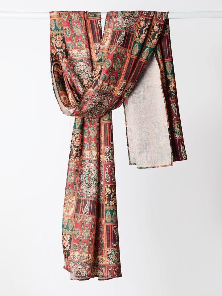 Men's Maroon Viscose Kurta,Pant And Dupatta Set