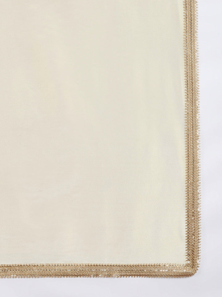 Men's Cream Tissue Silk Kurta Pyjama And Dupatta Set