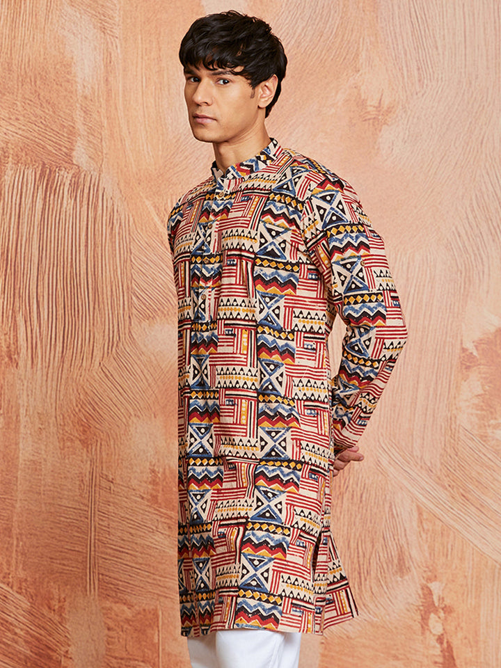 Men's Multi Color Cotton  Kurta