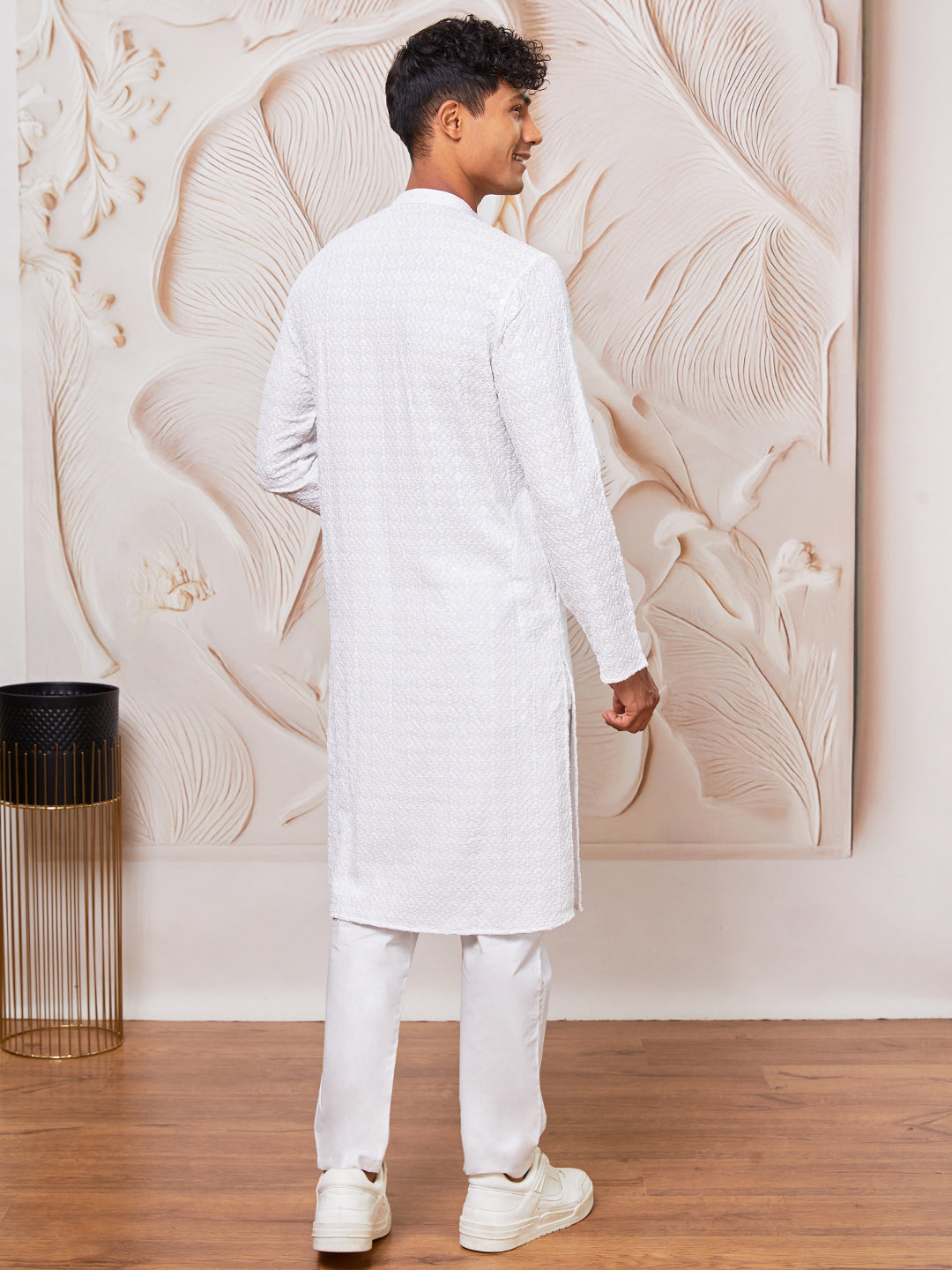 Men's White Rayon  Kurta Pyjama Set