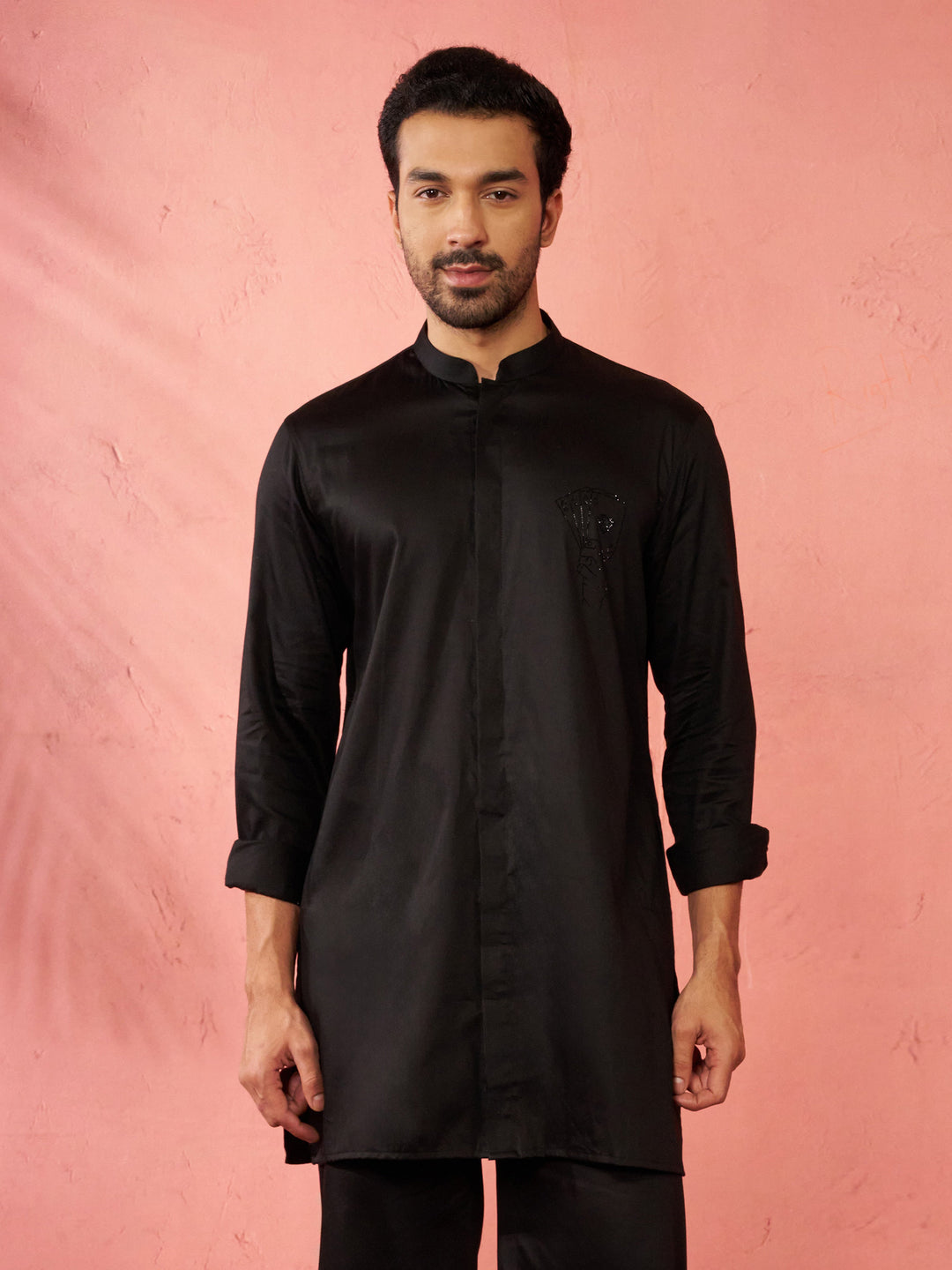 Men's Black Mid-Length Kurta