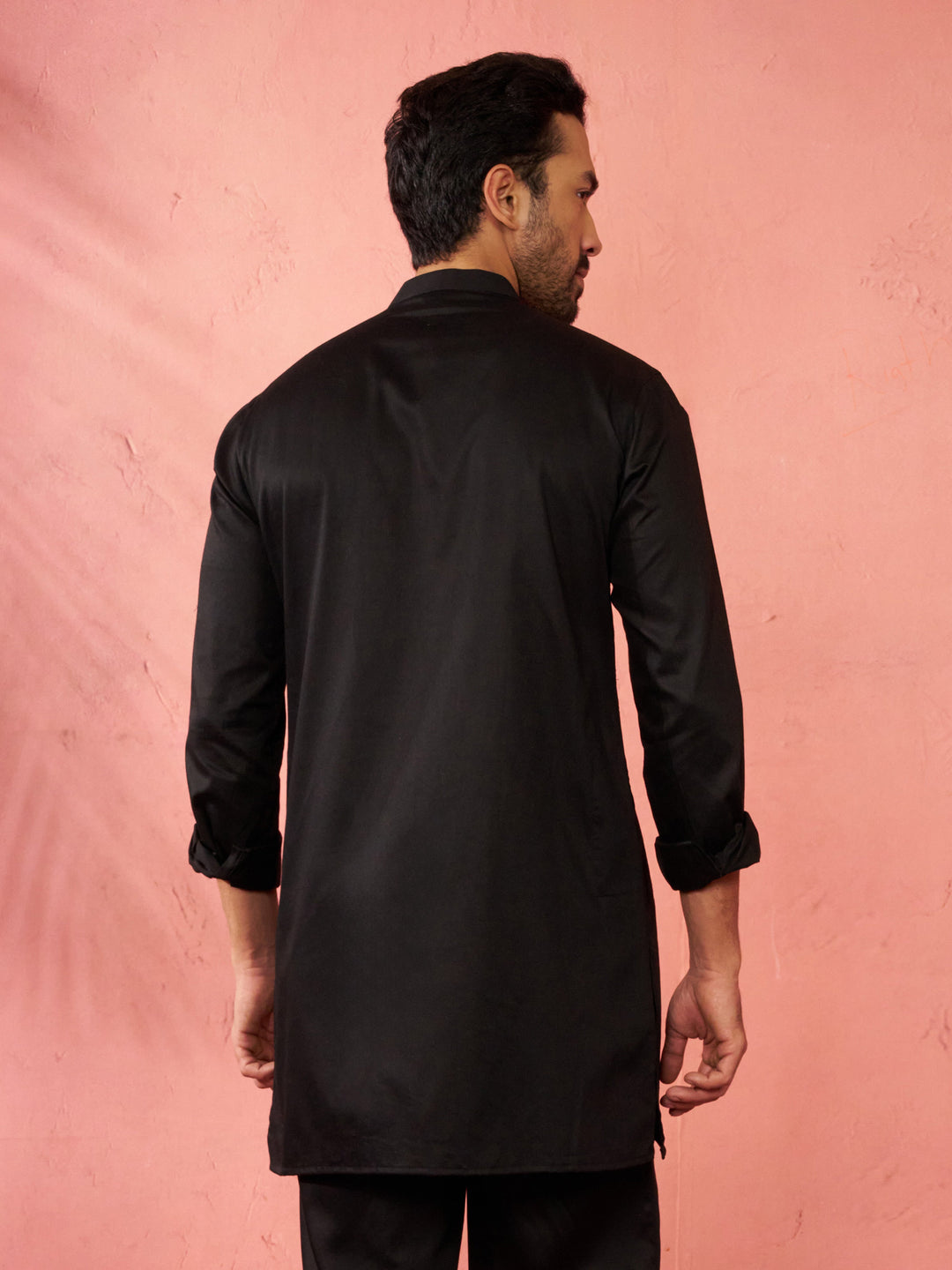 Men's Black Mid-Length Kurta