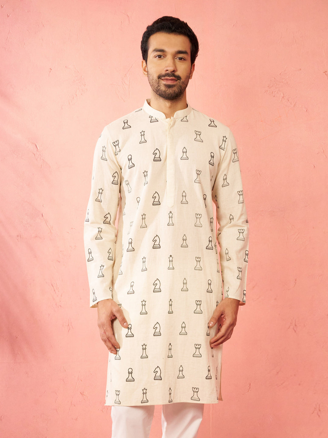 Men's Cream Cotton Kurta