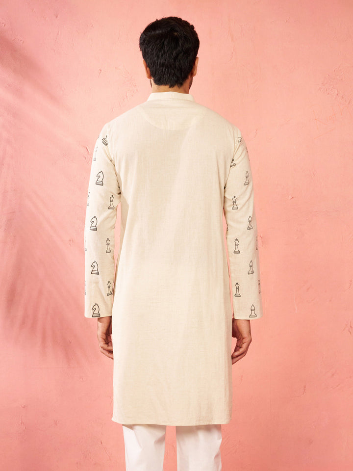 Men's Cream Cotton Kurta