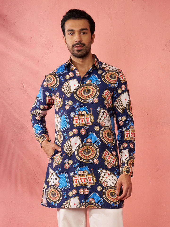 Men's Blue Rayon Kurta