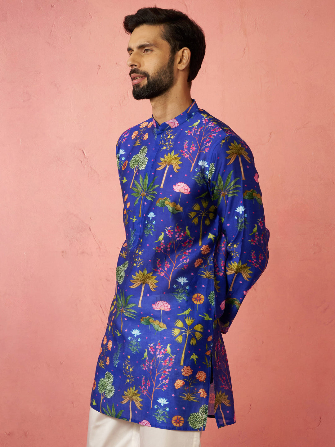 Men's Blue Digital Print Kurta
