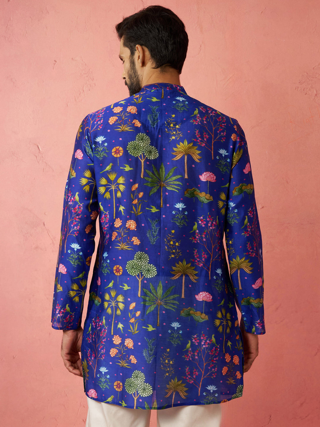 Men's Blue Digital Print Kurta