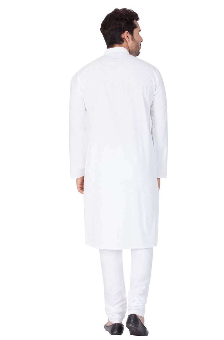 VASTRAMAY Men's White Cotton Kurta and Pyjama Set